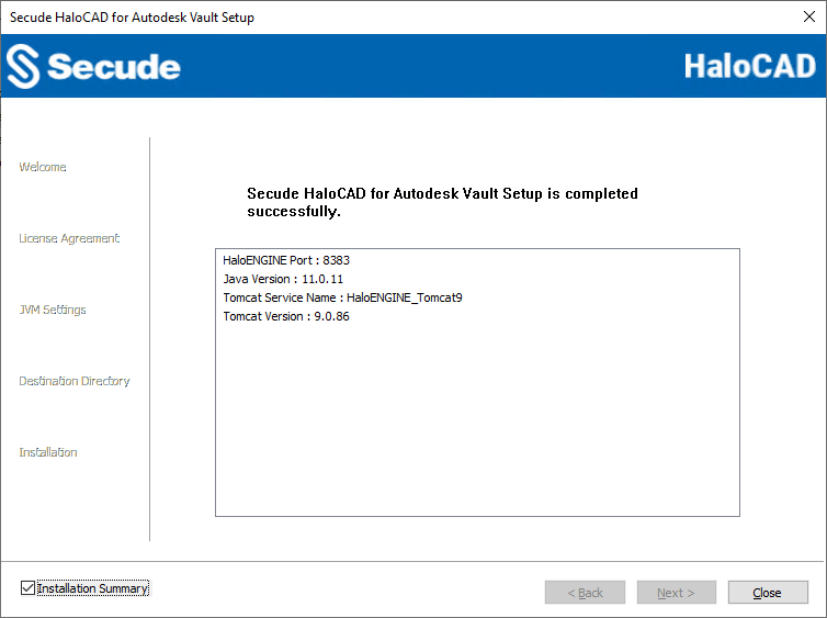 7_Installation summary with HaloENGINE.png