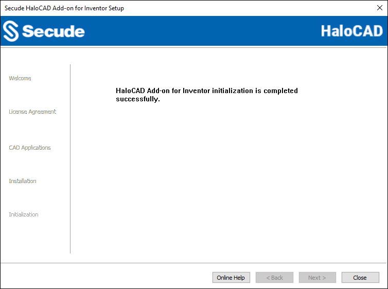 7 Completing the HaloCAD Initilalization dialog.png